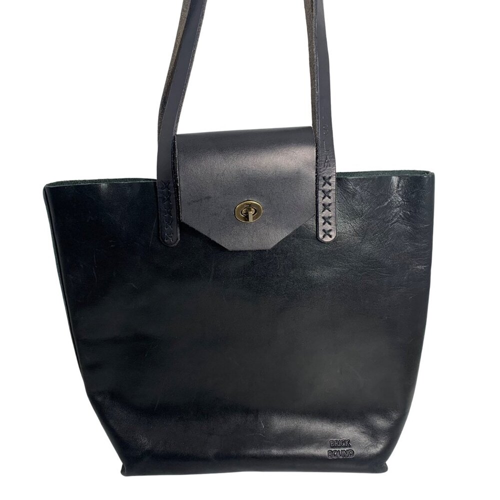 BRICK BOUND Black Leather Tote Shoulder Handbag Chinle / Raw - USA Made